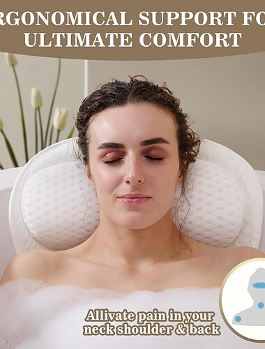  Badkissen luxuriöses Badewannen-Kissen Badkissen für Nacken- und Rückenunterstützung im Tub ergonomisches Badkissen mit 4D-Luftgitter + 6 starken Saugnäpfen tolle Spa-Geschenke Badewannen-Zubehör