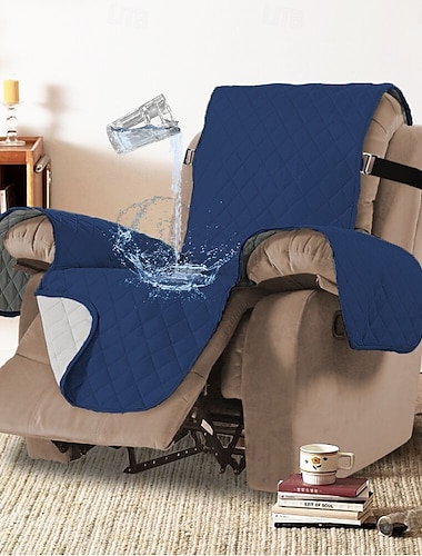  Fundas impermeables para sillón reclinable, acolchadas en color burdeos, para sillón reclinable grande, funda de asiento reversible, lavable, con correas elásticas ajustables para niños y mascotas