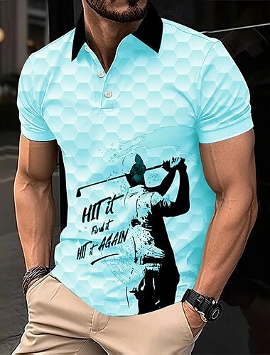  Hombre Golf Camisetas polo deportivas Manga Corta Camisas de polo Camisas con cuello Casual Escuela Exterior Ropa Deportiva Ropa Cotidiana Impresión 3D Verano Blanco Azul Piscina Morado