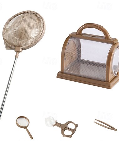  Bug Bungalow Insektenfangset mit Netztasche, Vergrößerungsbehälter, Pinzette &Lupe - pädagogisches Outdoor-Spielzeug für Kleinkinder - Natur-Erkundungsset für Kinder ab 3 Jahren