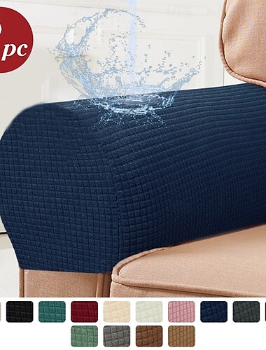  Fundas de reposabrazos elásticas de licra, impermeables, para sillas, sofá, sillón, color burdeos y rojo, juego de 2 unidades