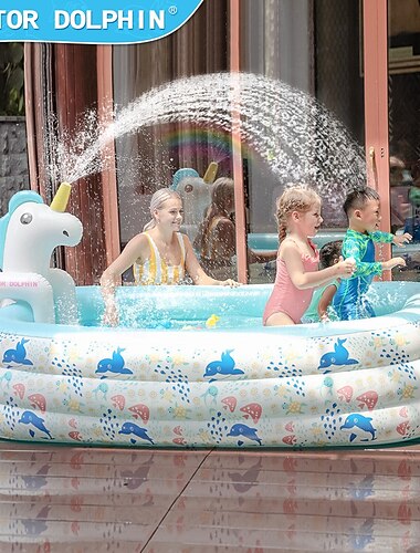  Aufblasbarer Swimmingpool, Familienpool, Kinderpools mit Sonnenschutz für drinnen, draußen, Garten, Hinterhof