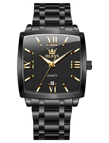  Montre Carrée de Mode OLEVS 2969 pour Hommes Étanche Lumineuse en Acier Inoxydable Date Automatique Mouvements Quartz Modernes