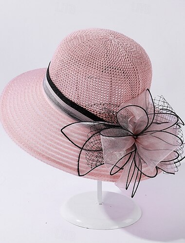  eleganter Fischerhut mit breiter Krempe – gestrickter Netz-Beckenhut mit verstellbarem Sonnenschutz-Fedora für Damen