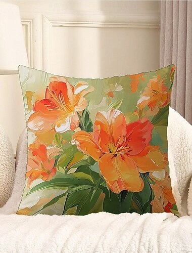  Housse de coussin décorative à motifs de fleurs 1PC housse de coussin carré souple pour canapé lit salon chaise