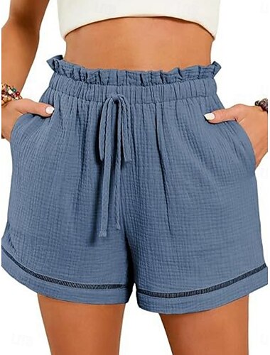 Dámské kraťasy baggy kalhoty chinos móda streetwear krátké vysoký pas jednoduché kapsy elastický pas pohodlné měkké komfortní mikro-elastické outdoor ulice námořnická růžová šedá vínová zelená léto