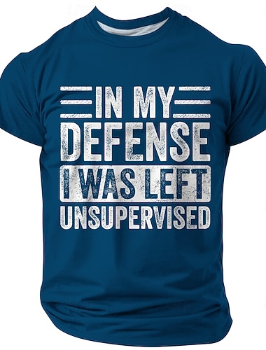  T-shirt graphique drôle pour homme - 'Pour ma défense j'ai été laissé sans surveillance' T-shirt humoristique sur le mode de vie à manches courtes