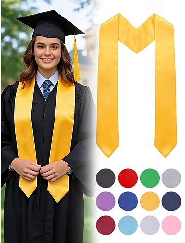  klass av 2025 examenssjal - solid satin hederssjal för gymnasie- och högskoleutexaminerade, unisex akademiskt band för examensceremoni