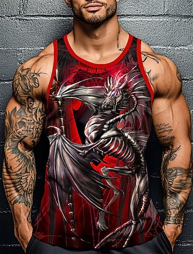  Homme Dragon Débardeur Sous-Vêtements Sans manches T-shirt Impression 3D Col ras du cou Chemise Mode Exagéré Rue Occasionnel Quotidien Rouge Bleu Violet Été Printemps Vêtement Tenue S M L XL XXL XXXL