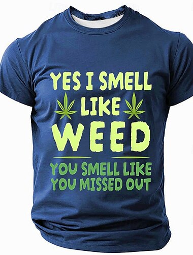  Herren Text Blätter Lustiger Slang T Shirt Kurzarm T-Shirt 3D-Druck Rundhalsausschnitt Hemd Mode Täglich Lässig Straße Lässig Täglich Schwarz Blau Grün Sommer Frühling Bekleidung S M L XL XXL XXXL