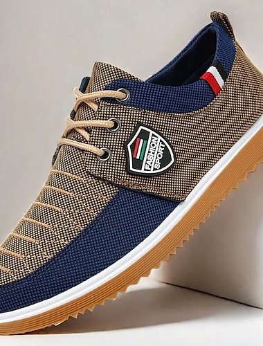  Baskets à lacets bleu marine et beige pour homme – Baskets tendance pour une tenue décontractée et des aventures de week-end