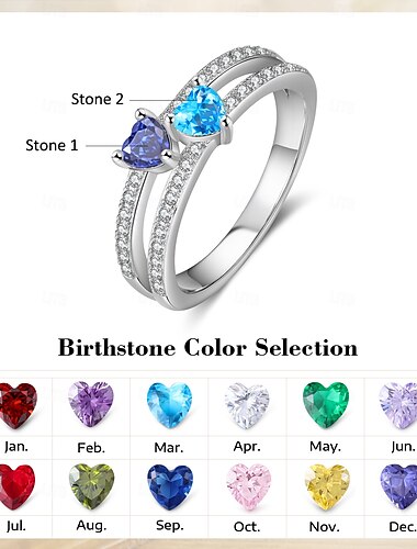  Anillo de piedra de nacimiento personalizado para mujer, anillo de protección del zodíaco ajustable de 12 meses, regalo de joyería de la suerte personalizado para mamá, novia, esposa, para el Día de