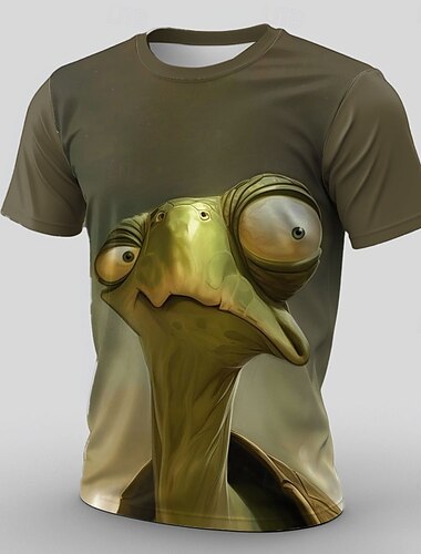  Herren Tiermotiv Lustig T Shirt Kurzarm T-Shirt 3D-Druck Rundhalsausschnitt Hemd Übertrieben Designer Party Straße Lässig Grün 1# Grün 2# Grün 3# Sommer Frühling Ganzjahres Bekleidung S M L XL XXL