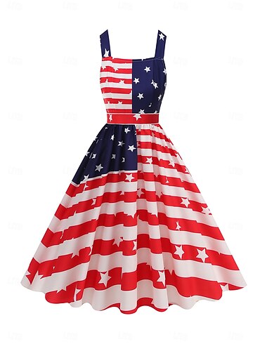  Film / TV-themakostuums Jurken Swing Jurk Flare Jurk Amerikaanse Vlag Dames Carnaval Maskerade 4 juli Casual / Dagelijks Volwassenen Kleding Zomer