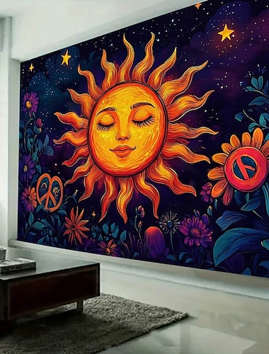  Mandala Zon en Maan Hangende Wandtapijt Wandkunst Groot Wandtapijt Muurdecor Foto Achtergrond Deken Gordijn Huis Slaapkamer Woonkamer Decoratie