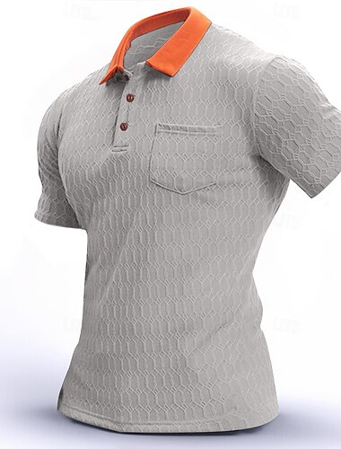  Herren Golf Poloshirts Strick-Poloshirt Arbeit Lässig Revers Gerippter Polokragen Kurzarm Basic Modern Farbblock Knöpfe Gestrickt Sommer Frühling & Sommer Normale Passform Schwarz Rosa Marineblau