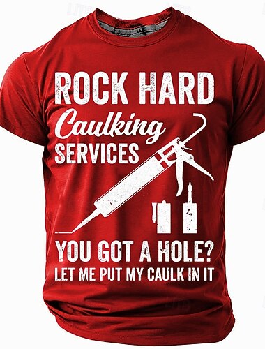  Camiseta gráfica divertida para hombres | Servicios de calafateo Rock Hard | Chiste hilarante de doble sentido sobre calafateo camiseta de manga corta
