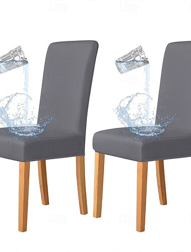  2 fundas impermeables para sillas de comedor, color burdeos, elásticas, de licra, extraíbles y lavables, para el hogar, el restaurante y los banquetes
