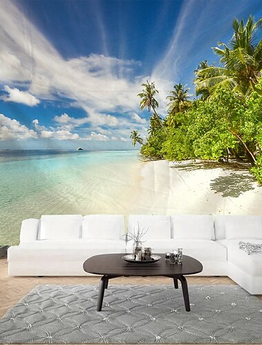  Strand Kokosnussbaum Landschaft Wandteppich Wand Kunst große Wandteppich Wandbild Dekor Fotografie Hintergrund Decke Vorhang Haus Schlafzimmer Wohnzimmer Dekoration