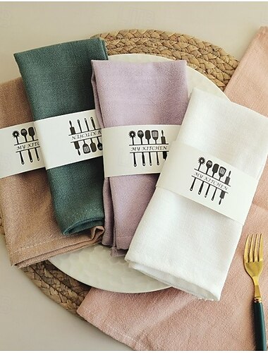  салфетки из хлопка и льна, салфетки для кухни, однотонные салфетки под приборы, квадратные чайные салфетки, салфетки из льна и хлопка