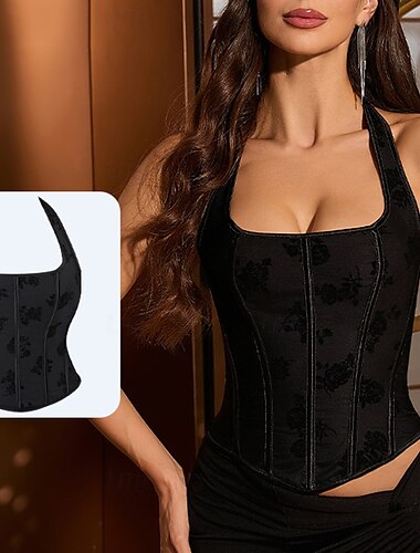  Rococó Corsé Superior Baile de Máscaras Corsé Superior Cosplay Control de barriga Relleno Jacquard Jacquard Mujer Real Mascarada Fiesta Carnaval de Venecia Adulto Faja