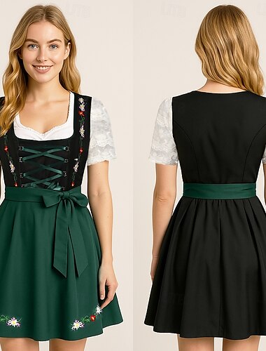  Carnaval Oktoberfest bier Kostuum Jurken Dirndl Trachtenkleider hulp in de huishouding Bavarian Duits München Weiden Dames Doek in traditionele stijl Kleding Schort