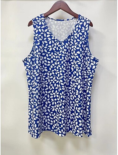  Damen Camisole-Tanktop Blumen Täglich Stilvoll Lässig Ärmellos V Ausschnitt Normale Oberteile Täglich Druck Schwarz Blau Sommer