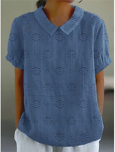  Per donna Camicia Floreale Elegante Moderno Manica Corta Colletto a Camicia Top Regolari Quotidiano Ferie Stampato Bianco Giallo Rosa Rosso Blu Estate