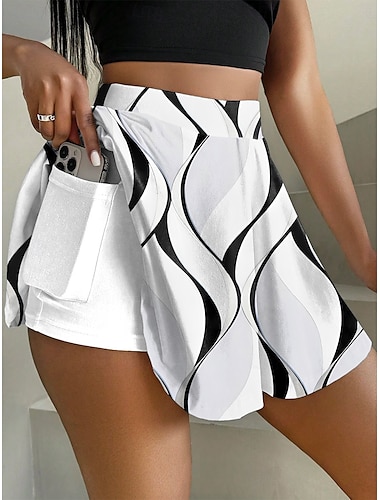  Jupe Courte Femme Culottes Mode Décontractée Mini Jupes Taille Haute Graphique Dégradé Micro-élastique Quotidien Blanc Bleu Arc-en-Ciel Rose Rouge Été Tricot Polyester