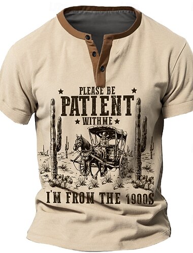  Ανδρικά 1900s Μπλουζάκι Πουκάμισο Henley Κοντομάνικο Βίντατζ Υψηλής Ποιότητας Ρετρό / Βίντατζ Δρόμος Causal Καθημερινά Καλοκαίρι Άνοιξη Μπλε Απαλό Ανοικτό Γκρίζο Χακί Χένλι Μπλουζάκι Henley