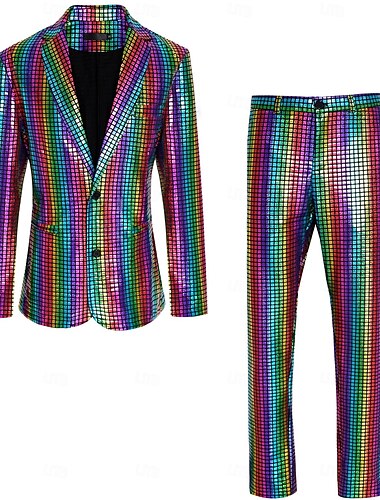  Schijf Jaren '80 Broeken Outfits Pakken en blazers Schijf Pailletten Voor heren Carnavalskostuum Maskerade Prestatie Feest Club Volwassenen Jas Broeken Alle seizoenen