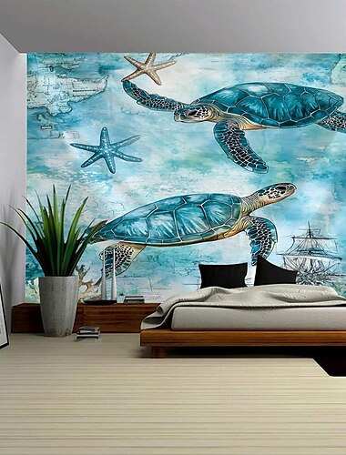  Meereslebewesen-Muster Hintergrund Landschaft hängende Tapisserie Wandbild Kunst große Wandteppich Wandbild Dekoration Fotos Hintergrund Teppich Vorhänge Home Schlafzimmer Wohnzimmer Dekoration