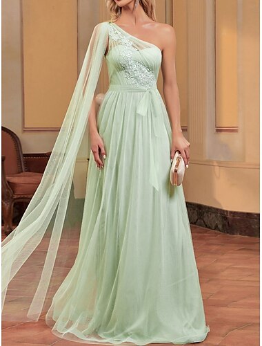  Hochzeitskleider A-Linie Ein-Schulter Ärmellos Bodenlang Chiffon Brautkleider Mit Falten Einfarbig 2025