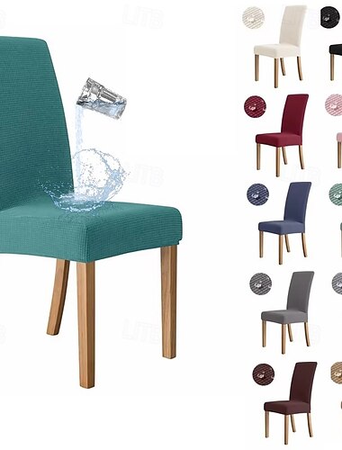  Funda de silla impermeable para comedor, 1/2/4/6 piezas, funda de silla de jacquard ajustable, funda de silla para hotel, banquete de boda