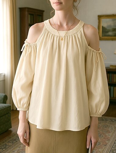  Rétro Vintage Médiéval Renaissance Blouse / Chemise Évider Femmes Vacances Décontracté Quotidien Adulte Chemisier Printemps & Été