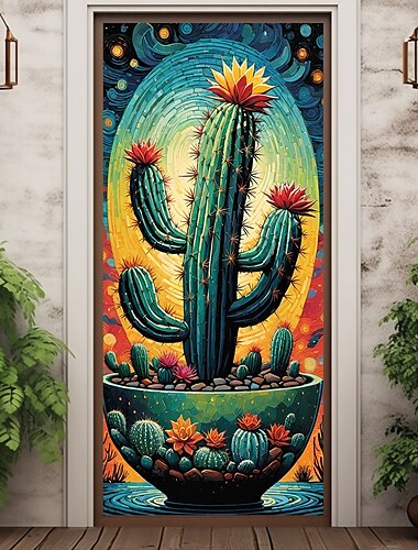  Cinco de Mayo Dörrdekorationer Mexiko Konst Dörröverdrag Kaktus Dörr Tapestry Dörr Gardin Dekoration Bakgrund Inomhus/Utomhus Dörrbanner för Framdörr Lantgård