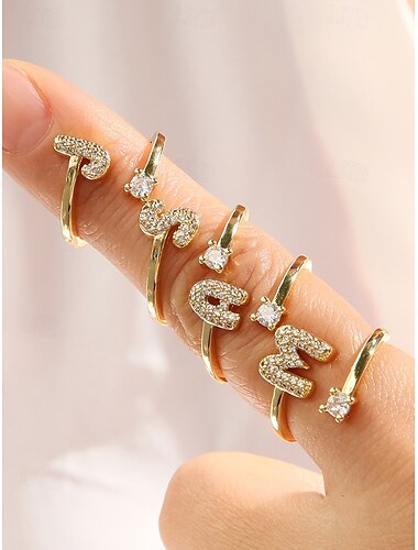  Goldener Initialenring für Damen – verstellbarer A-Z-Alphabetring mit Perlen oder Kristallen – personalisierter Namensschmuck für den Alltag, als Geschenk zum Schulabschluss oder für besondere Anlässe