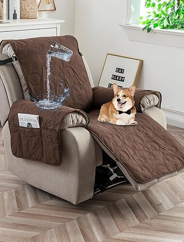  Fundas para sillones reclinables 100 % impermeables, fundas antideslizantes para sillones reclinables con bolsillo, protector de muebles acolchado lavable para sillones reclinables para niños y
