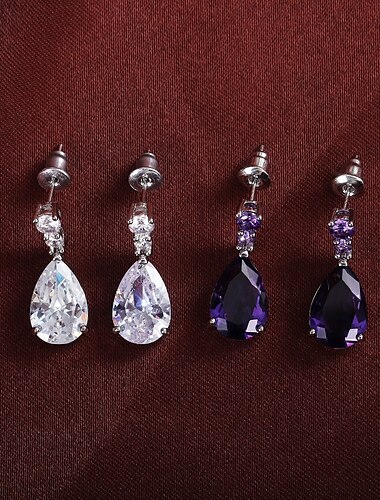  Damen Ohrringe Tropfenschliff Tropfen Stilvoll Ohrringe Schmuck Weiß / Purpur Für Hochzeit Party 1 Paar