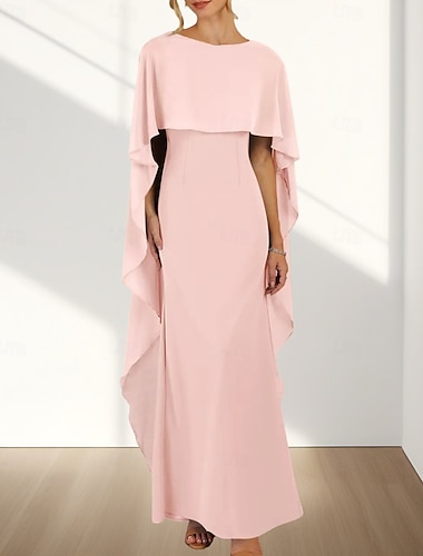  Meerjungfrauenschnitt Kleider für Hochzeitsgäste Elegant Kleid Hochzeitsgast Verlobung Bodenlang Ärmellos Rundhalsausschnitt Chiffon mit Rüschen 2025