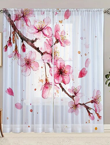  Das 2-teilige Set mit Pflanzen- und Blumenmalerei-Mustern für Fensterdekoration und Sichtschutz kann sowohl zum Sichtschutz als auch zur Raumdekoration in Schlafzimmern, Küchen, Cafés und Wohnzimmern