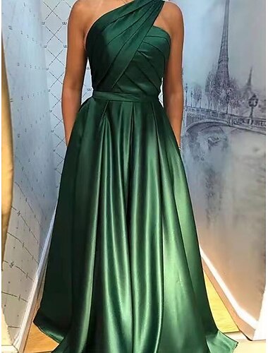  Ligne A Robes de Quinceanera Élégant Robe Mariage robe demoiselle d honneur Longueur au sol Sans manches Une Épaule Satin de mousseline de soie Dos nu avec Plis 2025