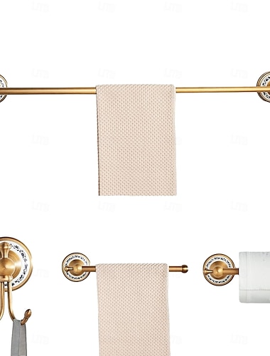  antieke bronzen badkamermeubelset, verstelbare handdoekhouder van messing, toiletrolhouder, handdoekhouder, haak, badkameraccessoireset voor wandmontage