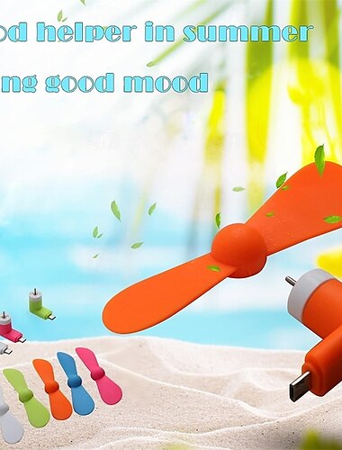  5PCS Mini Portable Type-C Phone Fan – USB Charging Handheld Cooling Fan for Android Mobile Phones