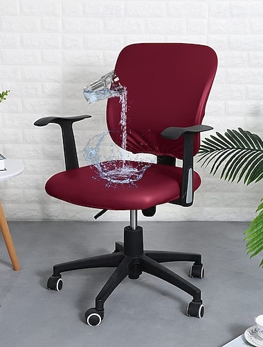  wasserdichte Stretch-Bürostuhlbezüge, PU-Kunstleder-Spaltbezug für Bürostühle, Gaming-Sessel-Sitzbezug, schmutzabweisend, abnehmbar