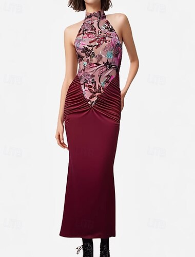  Meerjungfrauenschnitt Abiballkleider Elegant Kleid Formell Hochzeitsgast Bodenlang Ärmellos Neckholder Rosa Kleid Spitze mit Gerafft 2025