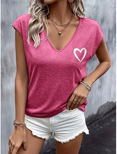  Frauen Camisole Tanktop Boho Herz Bohemia Vintage Stilvoll Ärmellos Rundhals Reguläre Oberteile Alltag Wochenende Urlaub Druck Pink Königsblau Hellblau Sommer Frühling