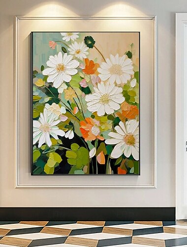  stor blomst landskab oliemaleri på lærred håndmalet pastel blomstermaleri forårsblomst landskab maleri stor væg kunst blomstermaleri til stue kontor vægindretning