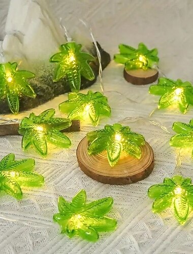  zielony liść girlanda świetlna led 1,5 m 10 diod led zasilana bateriami na boże narodzenie walentynki sypialnia przyjęcie wesele święto dziękczynienia dzień matki letnia dekoracja ogrodu