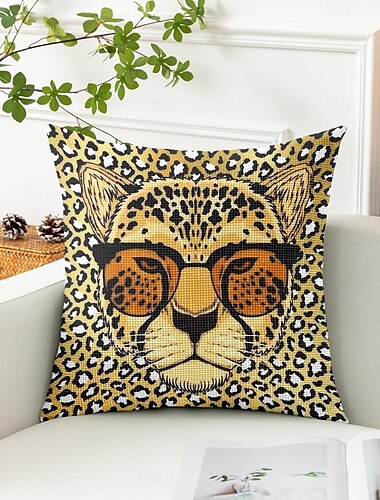  Tier-Leopard dekorativer Wurfkissenbezug 1PC weicher quadratischer Couchkissenbezug Kopfkissenbezug für Schlafzimmer Wohnzimmer Sofa Stuhl